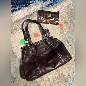 Coach  Leather Shoulder Bag & matching wallet
